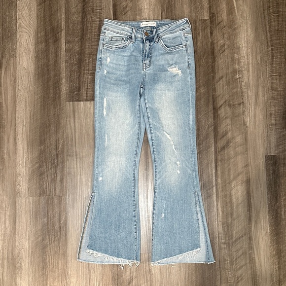 Flying Monkey Denim - Flying Monkey Mid Rise Crop Kick Flare with Side Slit Jeans - 25